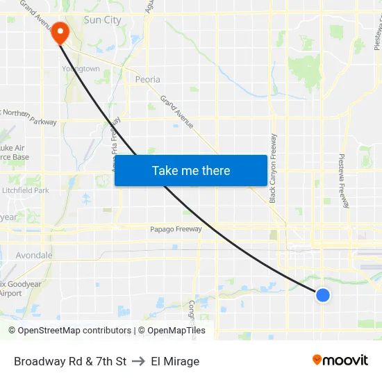Broadway Rd & 7th St to El Mirage map