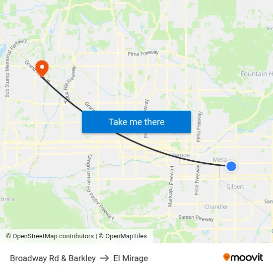Broadway Rd & Barkley to El Mirage map