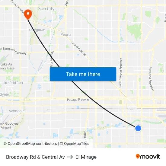 Broadway Rd & Central Av to El Mirage map