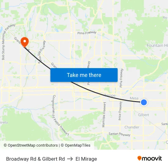 Broadway Rd & Gilbert Rd to El Mirage map