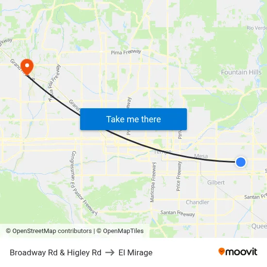 Broadway Rd & Higley Rd to El Mirage map