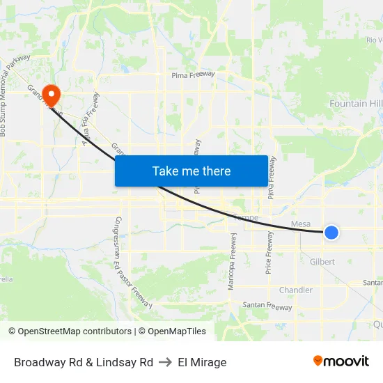 Broadway Rd & Lindsay Rd to El Mirage map