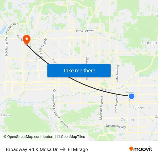Broadway Rd & Mesa Dr to El Mirage map