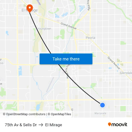 75th Av & Sells Dr to El Mirage map