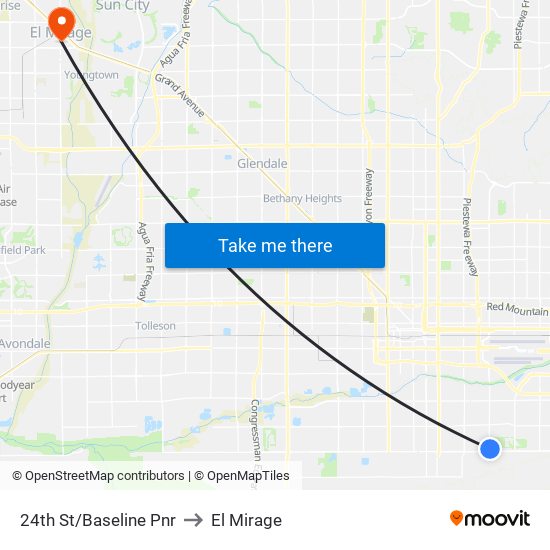 24th St/Baseline Pnr to El Mirage map