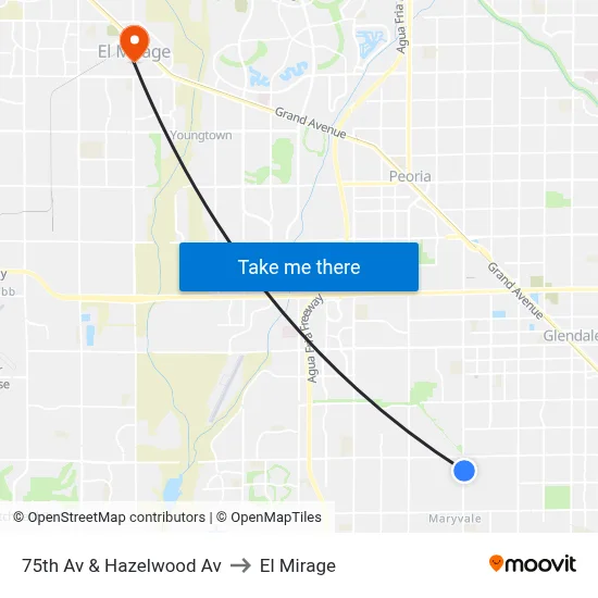 75th Av & Hazelwood Av to El Mirage map