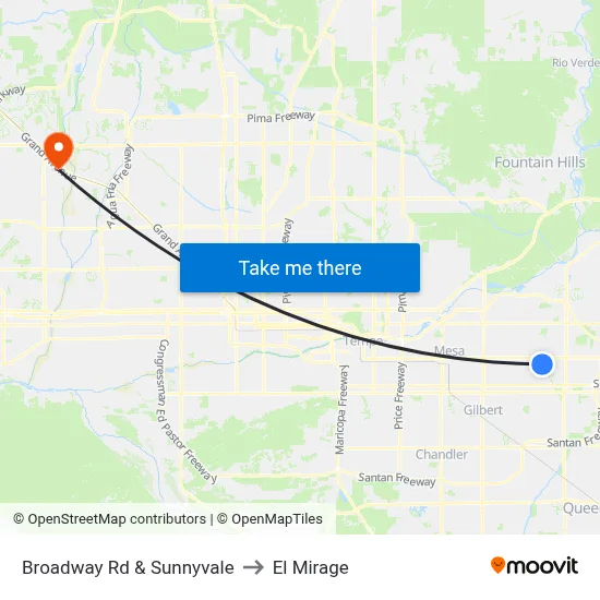 Broadway Rd & Sunnyvale to El Mirage map