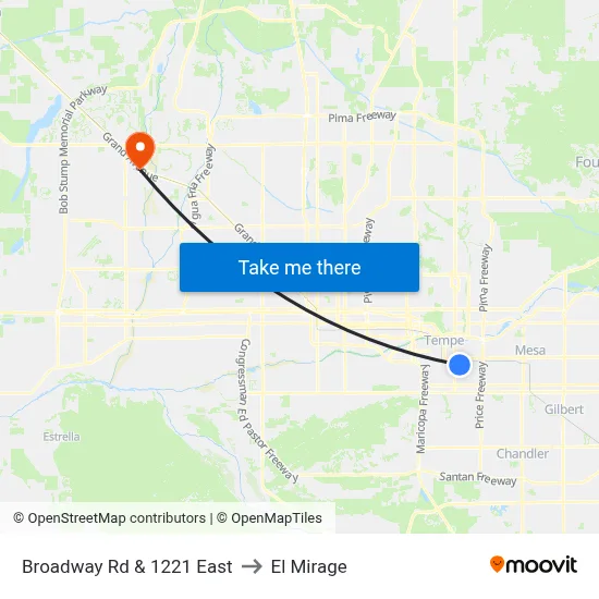 Broadway Rd & 1221 East to El Mirage map