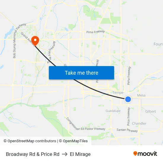 Broadway Rd & Price Rd to El Mirage map