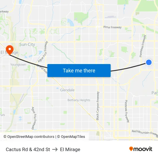 Cactus Rd & 42nd St to El Mirage map