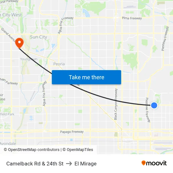 Camelback Rd & 24th St to El Mirage map