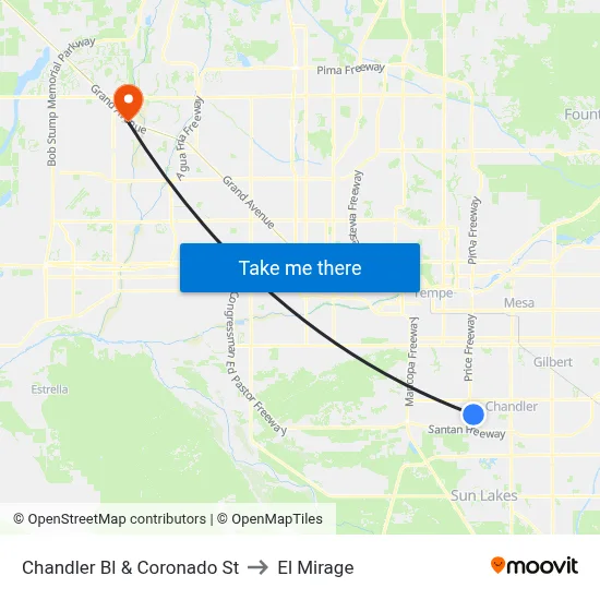 Chandler Bl & Coronado St to El Mirage map