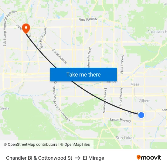 Chandler Bl & Cottonwood St to El Mirage map
