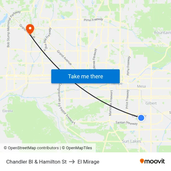 Chandler Bl & Hamilton St to El Mirage map
