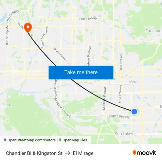 Chandler Bl & Kingston St to El Mirage map