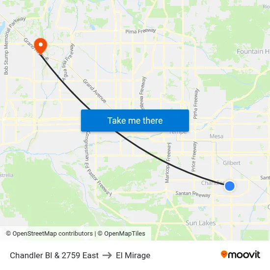 Chandler Bl & 2759 East to El Mirage map