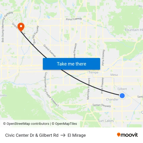 Civic Center Dr & Gilbert Rd to El Mirage map