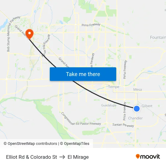 Elliot Rd & Colorado St to El Mirage map