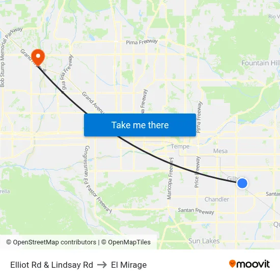Elliot Rd & Lindsay Rd to El Mirage map