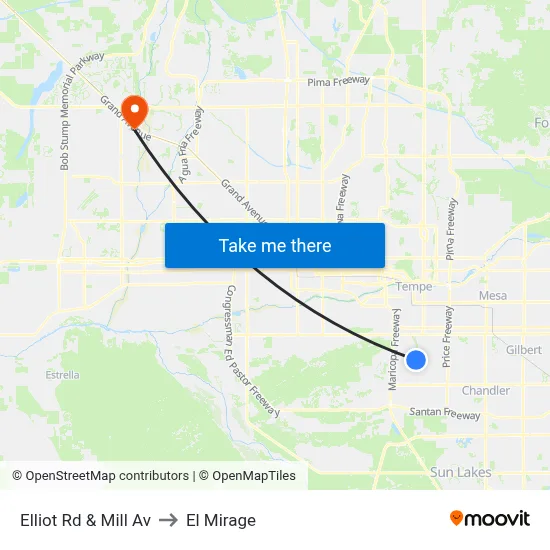 Elliot Rd & Mill Av to El Mirage map
