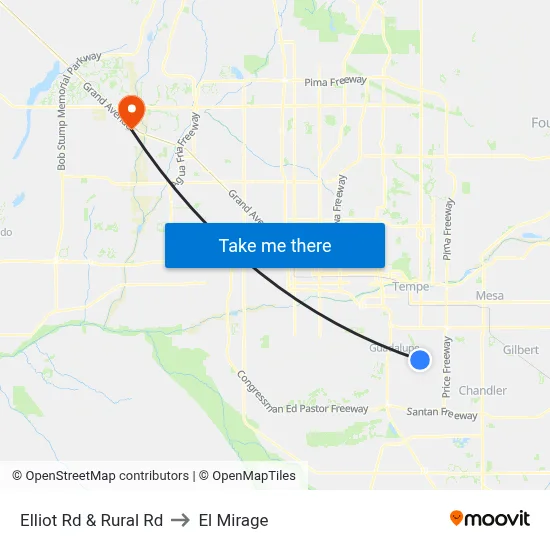 Elliot Rd & Rural Rd to El Mirage map