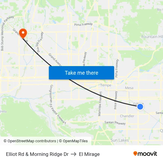 Elliot Rd & Morning Ridge Dr to El Mirage map