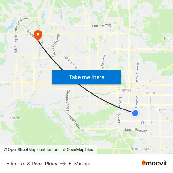 Elliot Rd & River Pkwy to El Mirage map