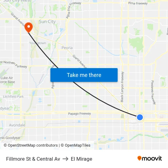Fillmore St & Central Av to El Mirage map