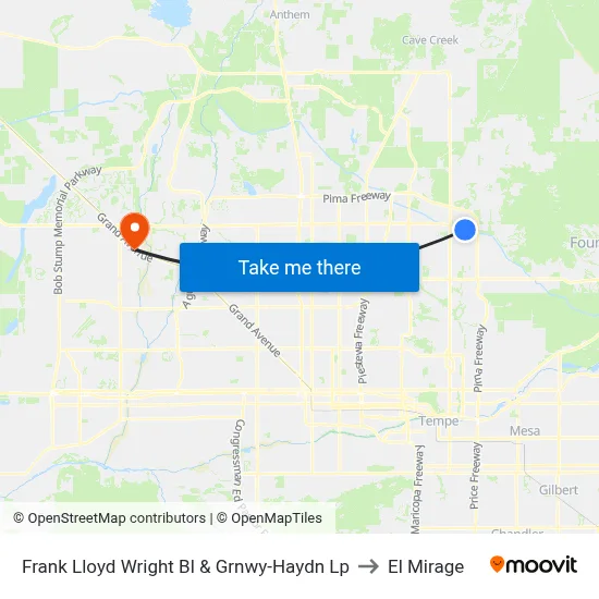 Frank Lloyd Wright Bl & Grnwy-Haydn Lp to El Mirage map