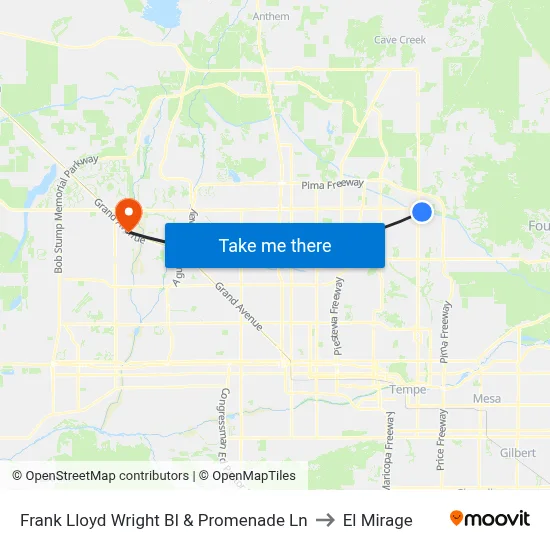 Frank Lloyd Wright Bl & Promenade Ln to El Mirage map