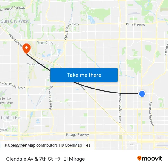 Glendale Av & 7th St to El Mirage map