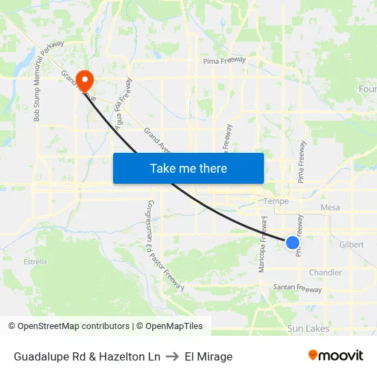 Guadalupe Rd & Hazelton Ln to El Mirage map
