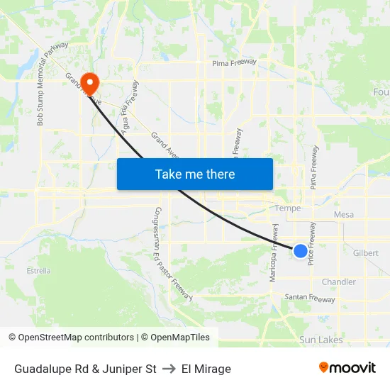 Guadalupe Rd & Juniper St to El Mirage map