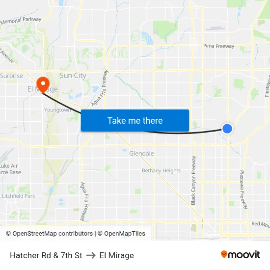 Hatcher Rd & 7th St to El Mirage map