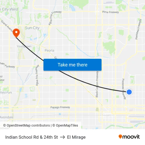 Indian School Rd & 24th St to El Mirage map