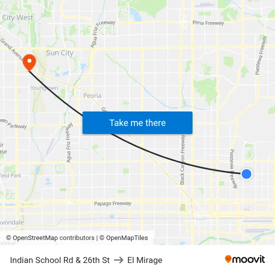 Indian School Rd & 26th St to El Mirage map