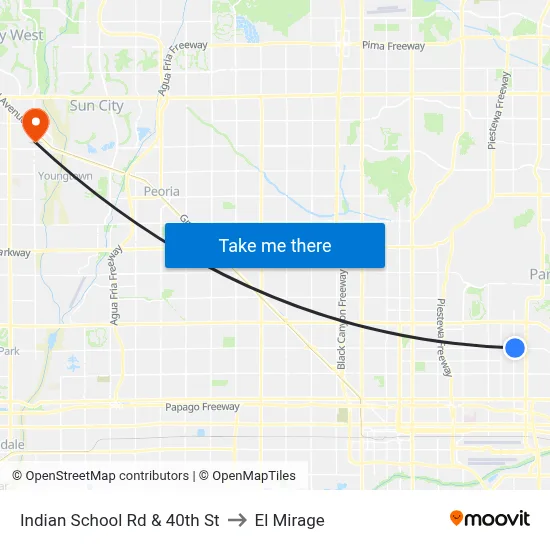 Indian School Rd & 40th St to El Mirage map