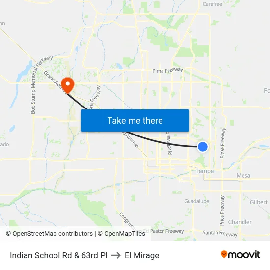 Indian School Rd & 63rd Pl to El Mirage map