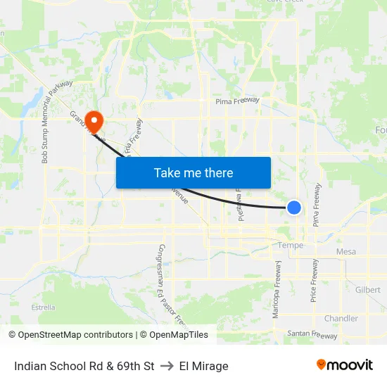 Indian School Rd & 69th St to El Mirage map