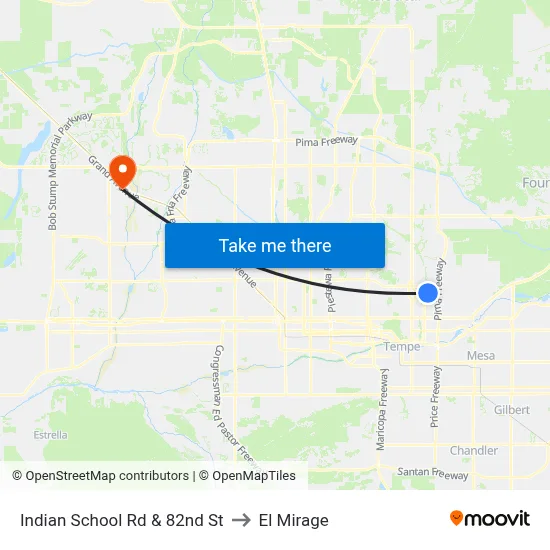 Indian School Rd & 82nd St to El Mirage map