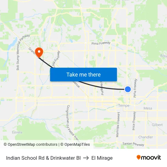 Indian School Rd & Drinkwater Bl to El Mirage map