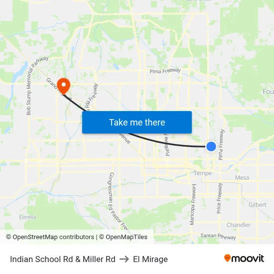 Indian School Rd & Miller Rd to El Mirage map