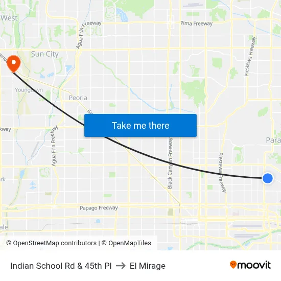 Indian School Rd & 45th Pl to El Mirage map
