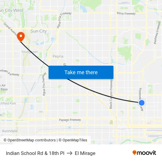 Indian School Rd & 18th Pl to El Mirage map