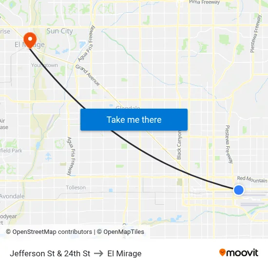 Jefferson St & 24th St to El Mirage map