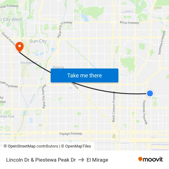 Lincoln Dr & Piestewa Peak Dr to El Mirage map