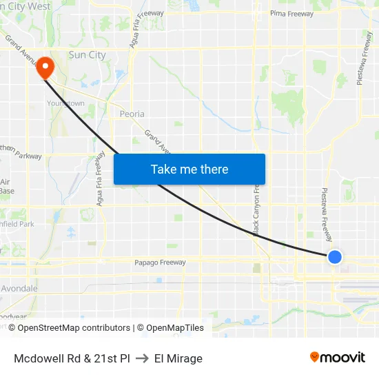 Mcdowell Rd & 21st Pl to El Mirage map