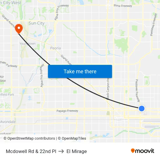 Mcdowell Rd & 22nd Pl to El Mirage map