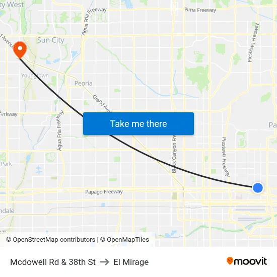 Mcdowell Rd & 38th St to El Mirage map
