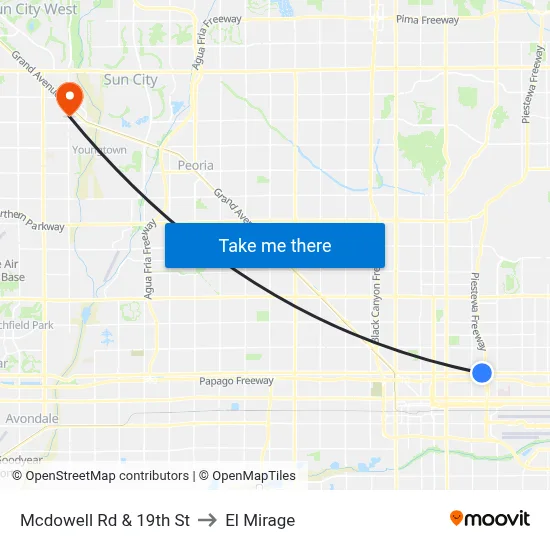 Mcdowell Rd & 19th St to El Mirage map